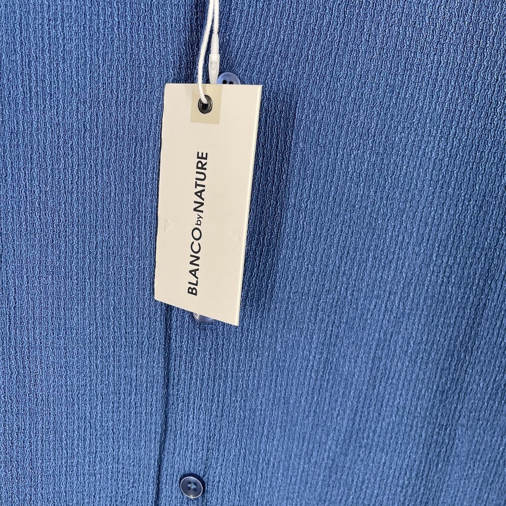 Blanco By Nature Men's Textured Cotton Lightweight Button Denim Blue Sz L - Picture 3 of 7